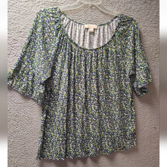 Michael Michael Kors Floral Print Women's Top - Blue and Green EUC - Picture 1 of 6
